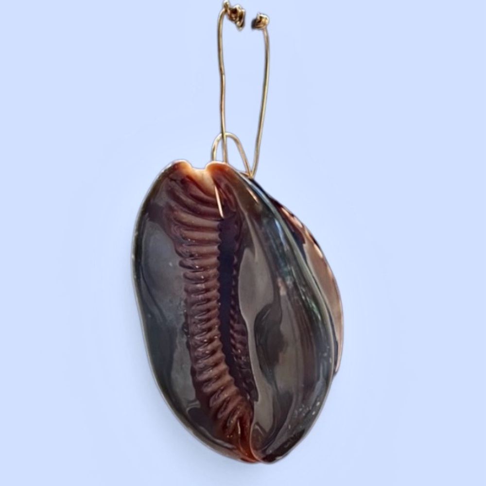 Humpback Cowry Cowrie Shell Gold Wire Bail EUC - Picture 2 of 13
